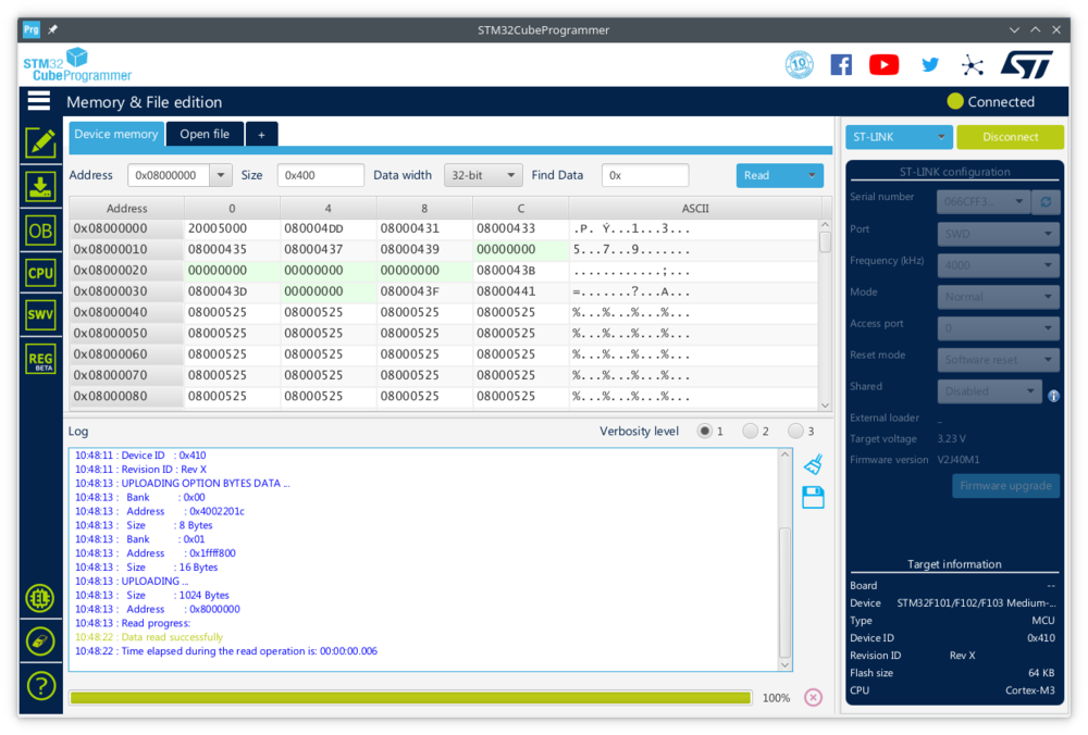 STM32CubeProgrammer connected.png
